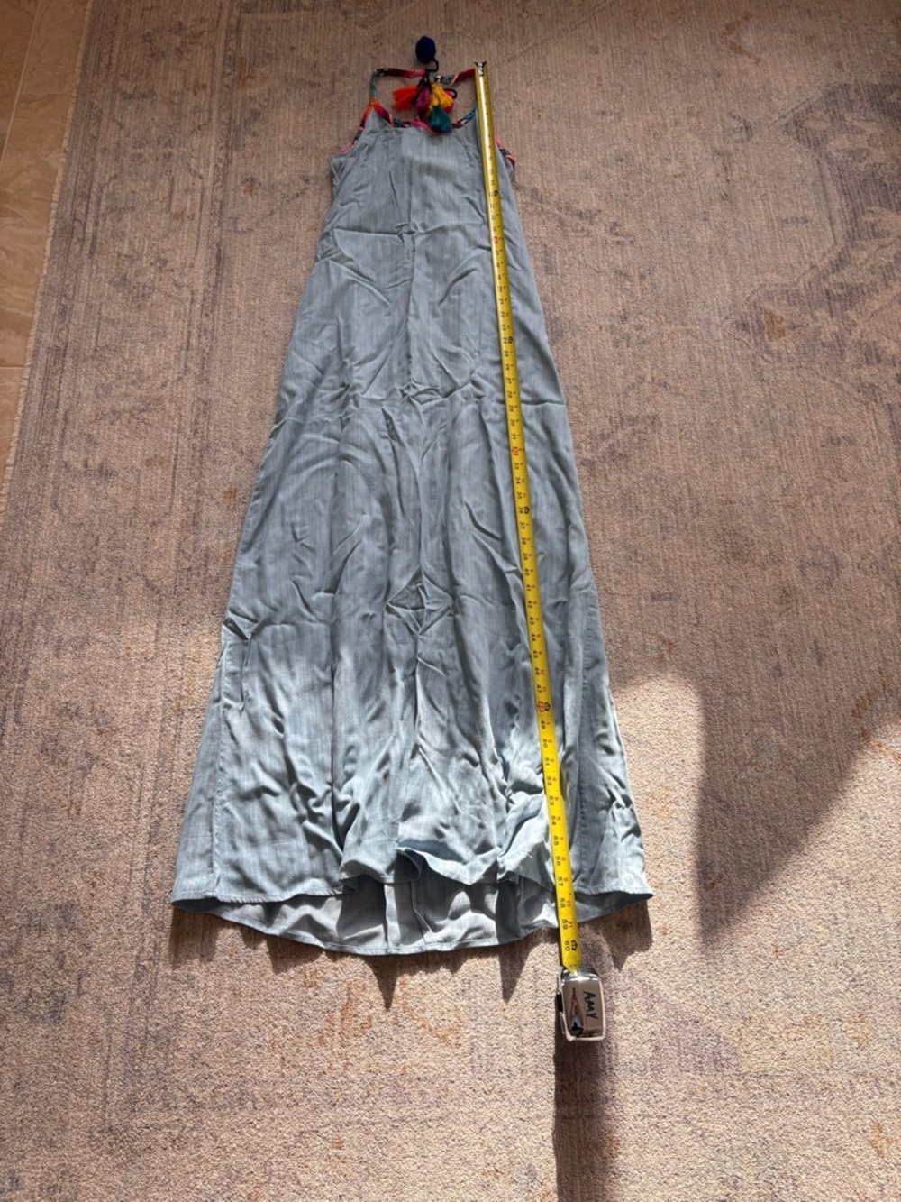 JUDITH MARCH TENCEL MAXI DRESS W/ EMBROIDERY AND TASSELS SIZE SMALL BEACH - Picture 8 of 10